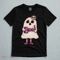 Cute Boo Creepy Scary Skull Skeleton T-Shirt thumb 5