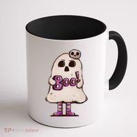Cute Boo Creepy Scary Skull Skeleton Coffee Mug thumb 1