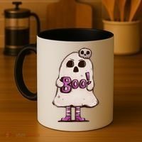 Cute Boo Creepy Scary Skull Skeleton Coffee Mug thumb 4