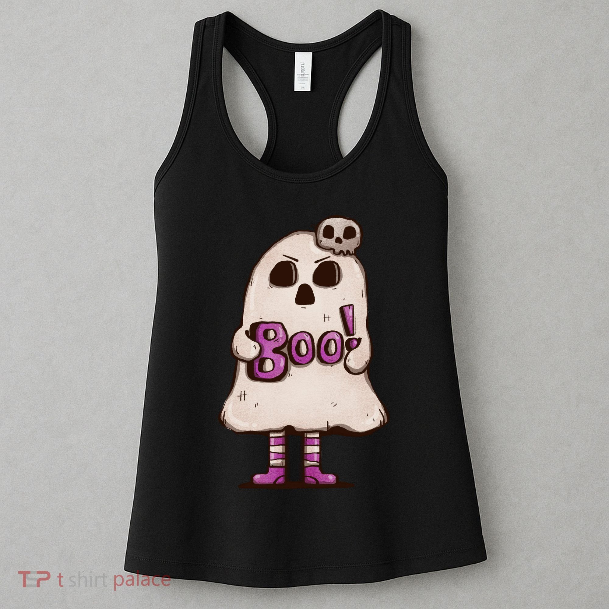 Cute Boo Creepy Scary Skull Skeleton Women's Tank Top
