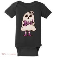 Cute Boo Creepy Scary Skull Skeleton Baby Bodysuit thumb 0