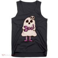 Cute Boo Creepy Scary Skull Skeleton Tank Top thumb 0