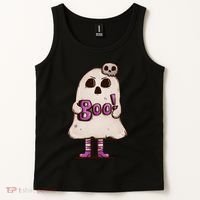 Cute Boo Creepy Scary Skull Skeleton Tank Top thumb 2