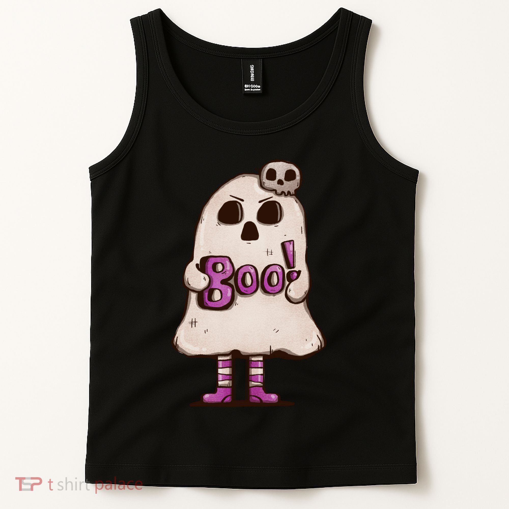 Cute Boo Creepy Scary Skull Skeleton Tank Top