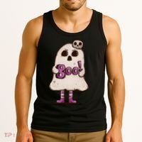 Cute Boo Creepy Scary Skull Skeleton Tank Top thumb 3