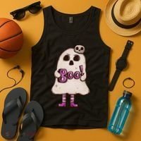 Cute Boo Creepy Scary Skull Skeleton Tank Top thumb 4
