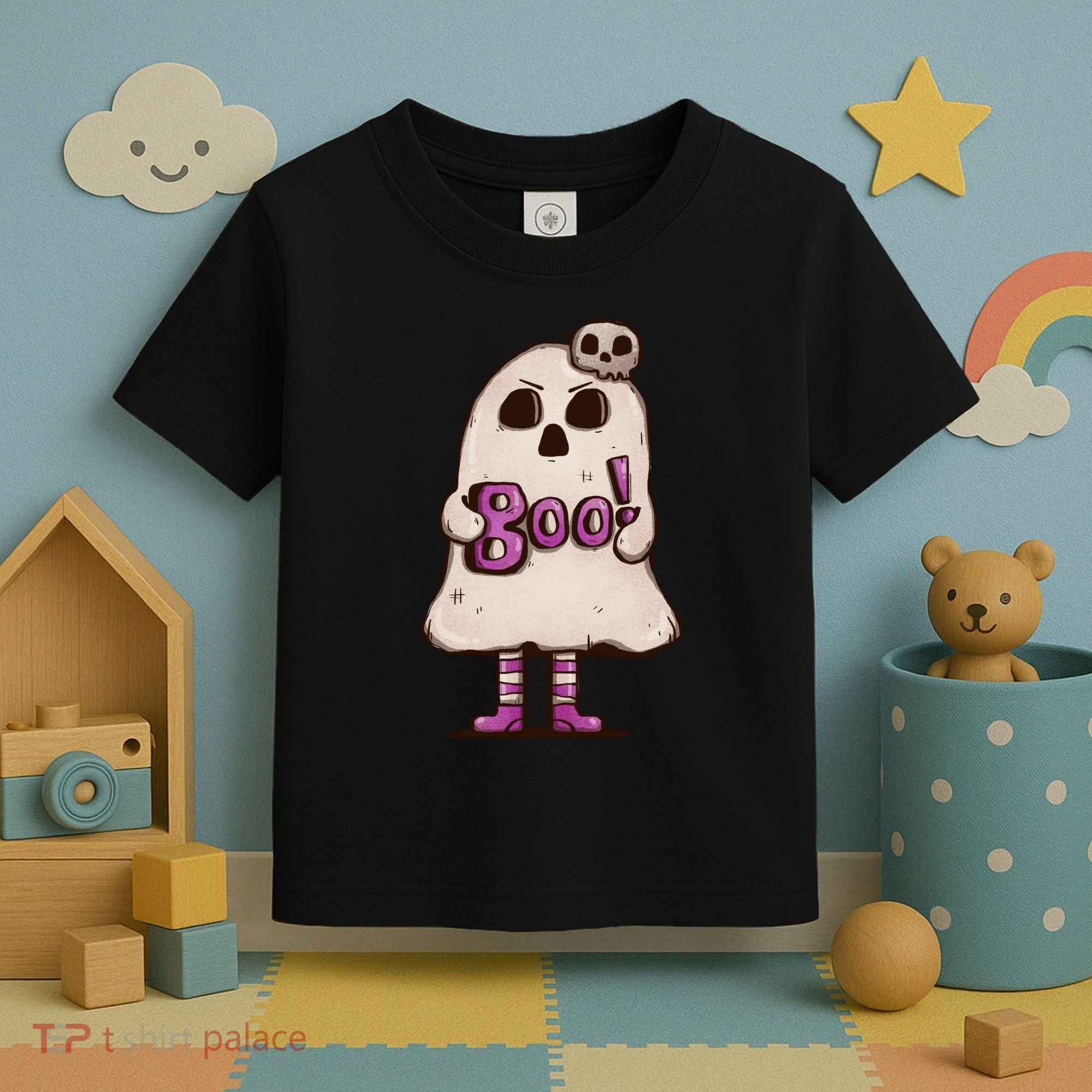 Cute Boo Creepy Scary Skull Skeleton Toddler T-Shirt