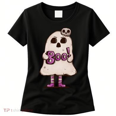 Cute Boo Creepy Scary Skull Skeleton Women's T-Shirt