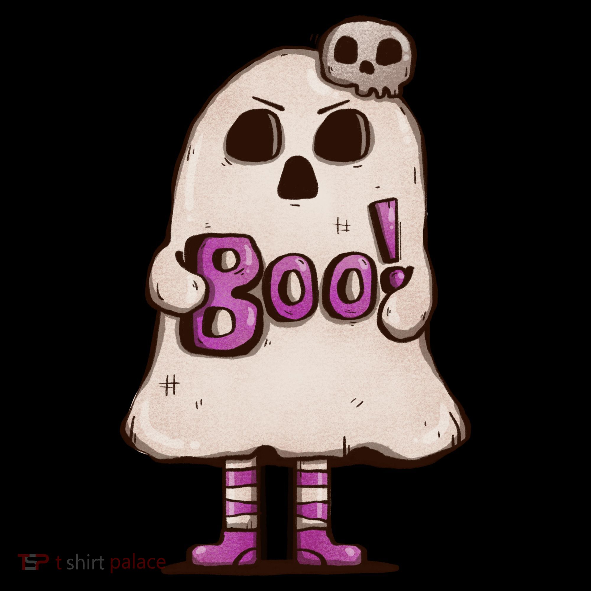 Cute Boo Creepy Scary Skull Skeleton Women's T-Shirt