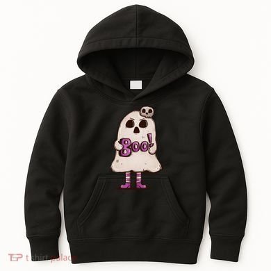 Cute Boo Creepy Scary Skull Skeleton Kids Hoodie