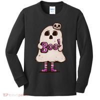 Cute Boo Creepy Scary Skull Skeleton Kids Long Sleeve Shirt thumb 0