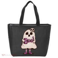 Cute Boo Creepy Scary Skull Skeleton Tote Bag thumb 0
