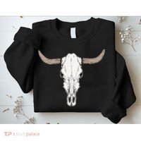 Cow Bull Cattle Skull Head Western Animal Sweatshirt thumb 2