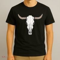 Cow Bull Cattle Skull Head Western Animal T-Shirt thumb 3
