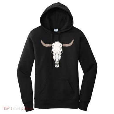 Cow Bull Cattle Skull Head Western Animal Women's Hoodie