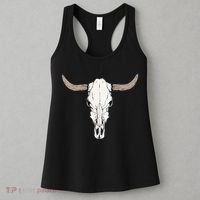 Cow Bull Cattle Skull Head Western Animal Women's Tank Top thumb 3