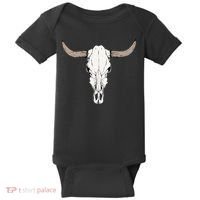 Cow Bull Cattle Skull Head Western Animal Baby Bodysuit thumb 0