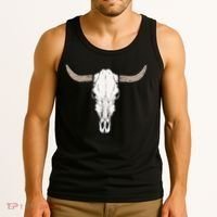 Cow Bull Cattle Skull Head Western Animal Tank Top thumb 3