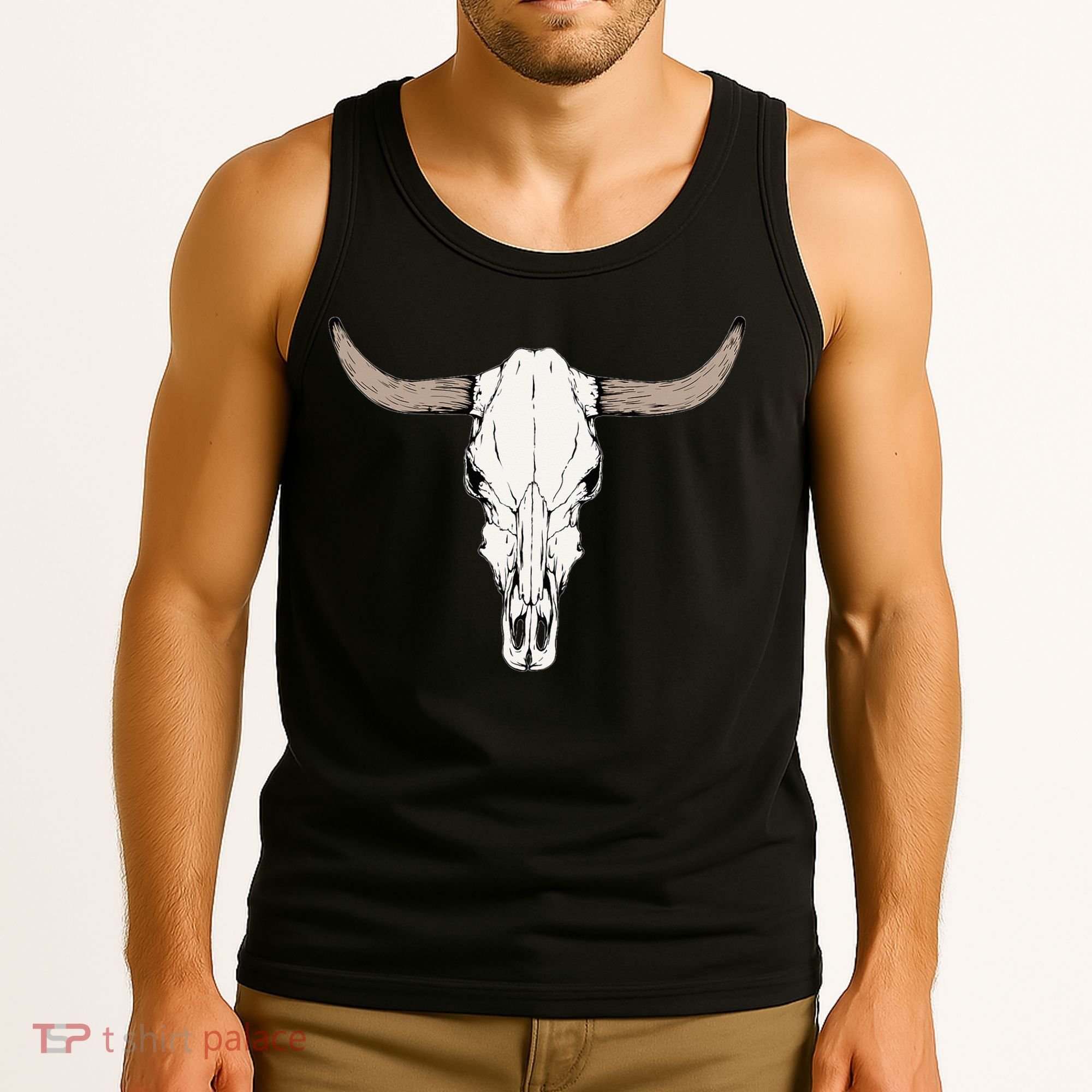 Cow Bull Cattle Skull Head Western Animal Tank Top