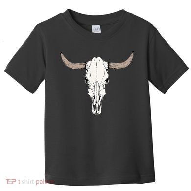 Cow Bull Cattle Skull Head Western Animal Toddler T-Shirt