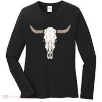 Cow Bull Cattle Skull Head Western Animal Women's Long Sleeve Shirt thumb 0