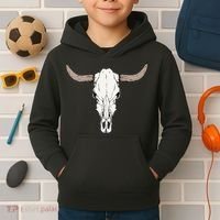 Cow Bull Cattle Skull Head Western Animal Kids Hoodie thumb 2