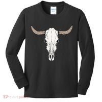 Cow Bull Cattle Skull Head Western Animal Kids Long Sleeve Shirt thumb 0
