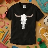 Cow Bull Cattle Skull Head Western Animal Kids T-Shirt thumb 3