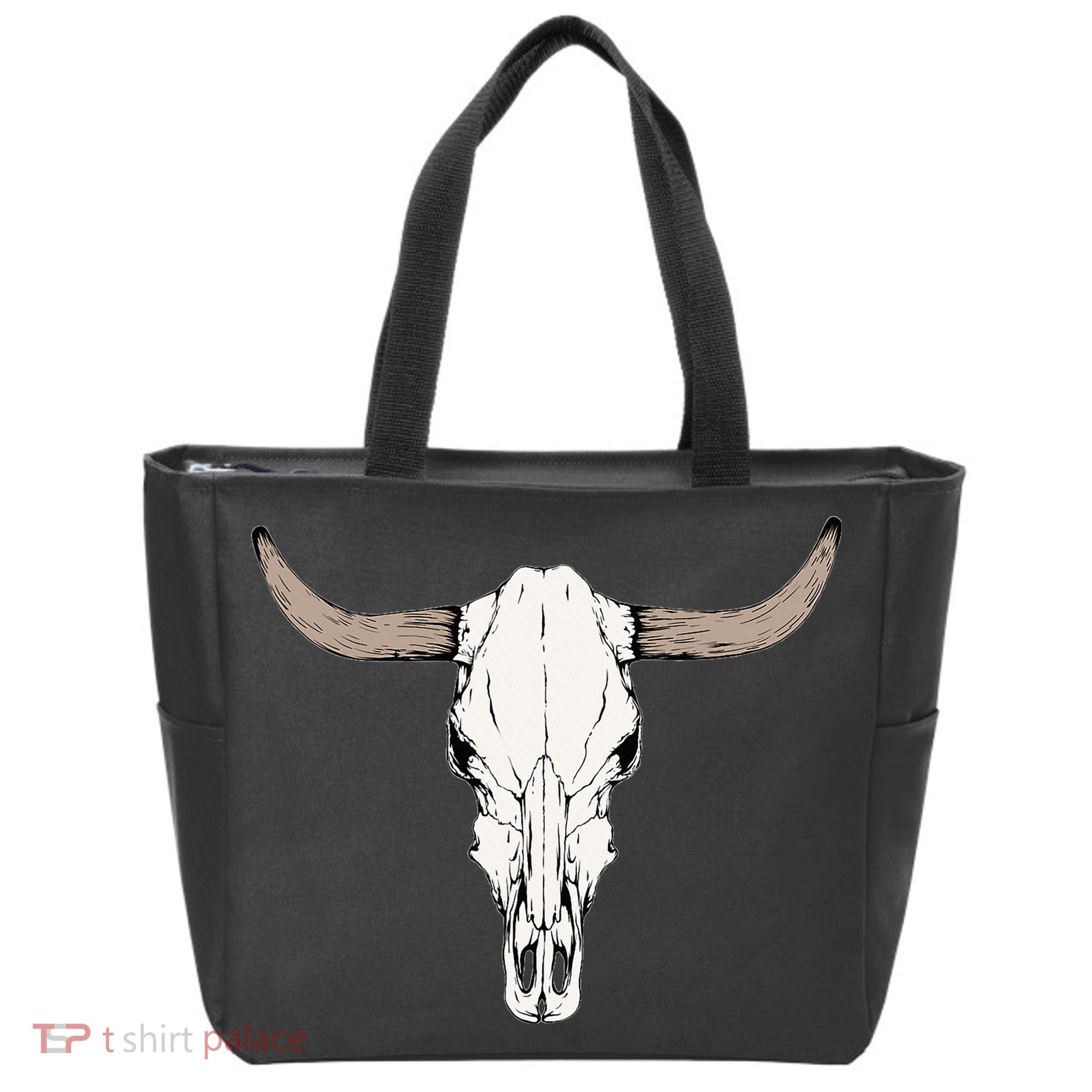 Cow Bull Cattle Skull Head Western Animal Tote Bag