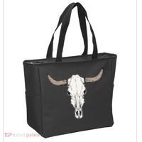 Cow Bull Cattle Skull Head Western Animal Tote Bag thumb 2