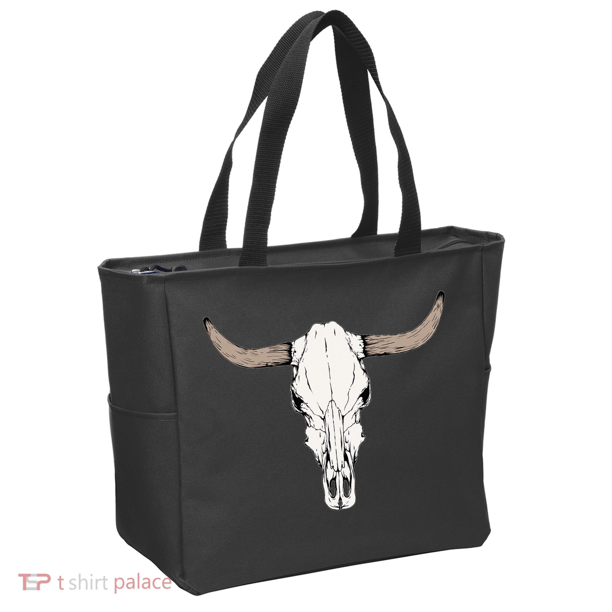 Cow Bull Cattle Skull Head Western Animal Tote Bag
