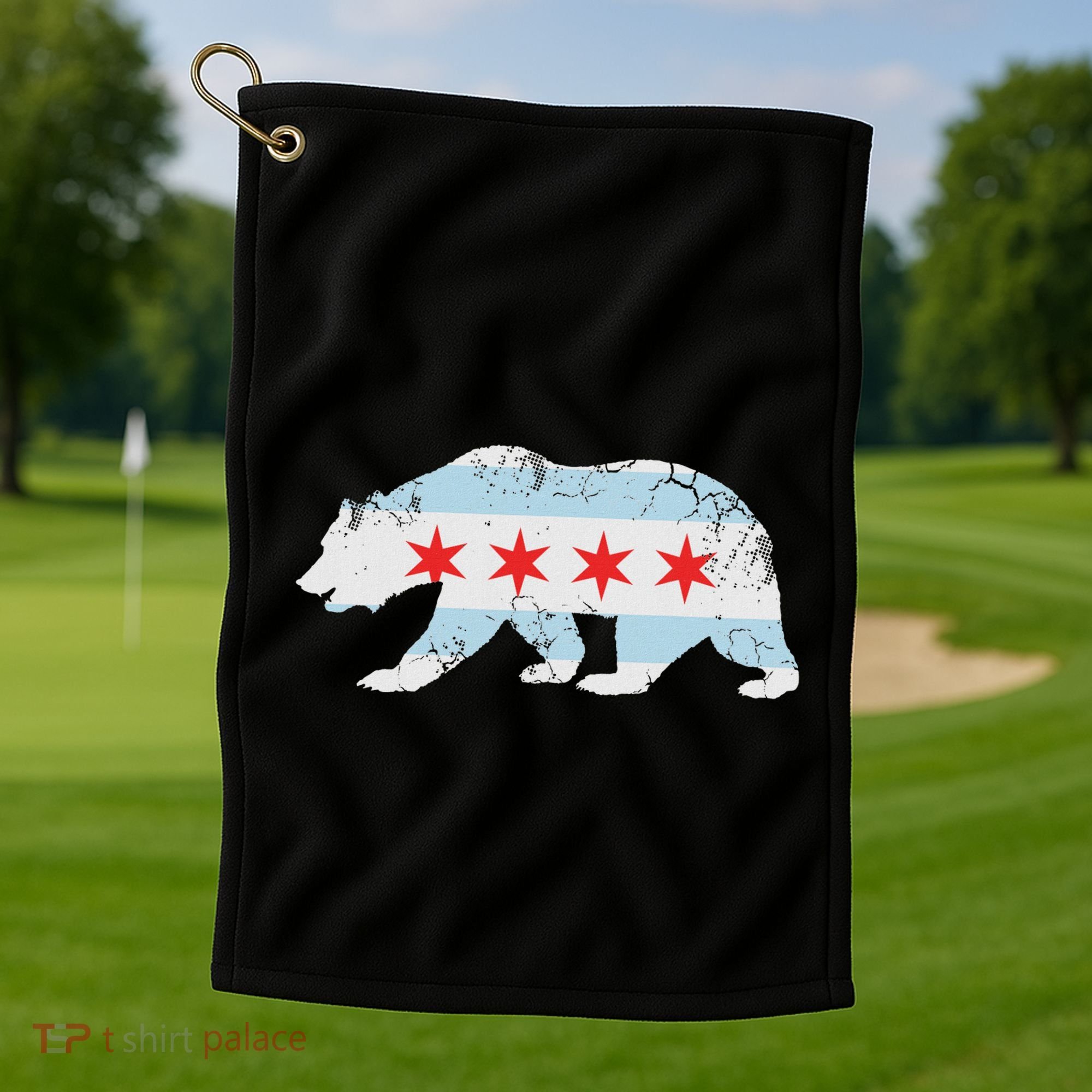 California Bear Chicago Flag Transplant Family Home Golf Towel