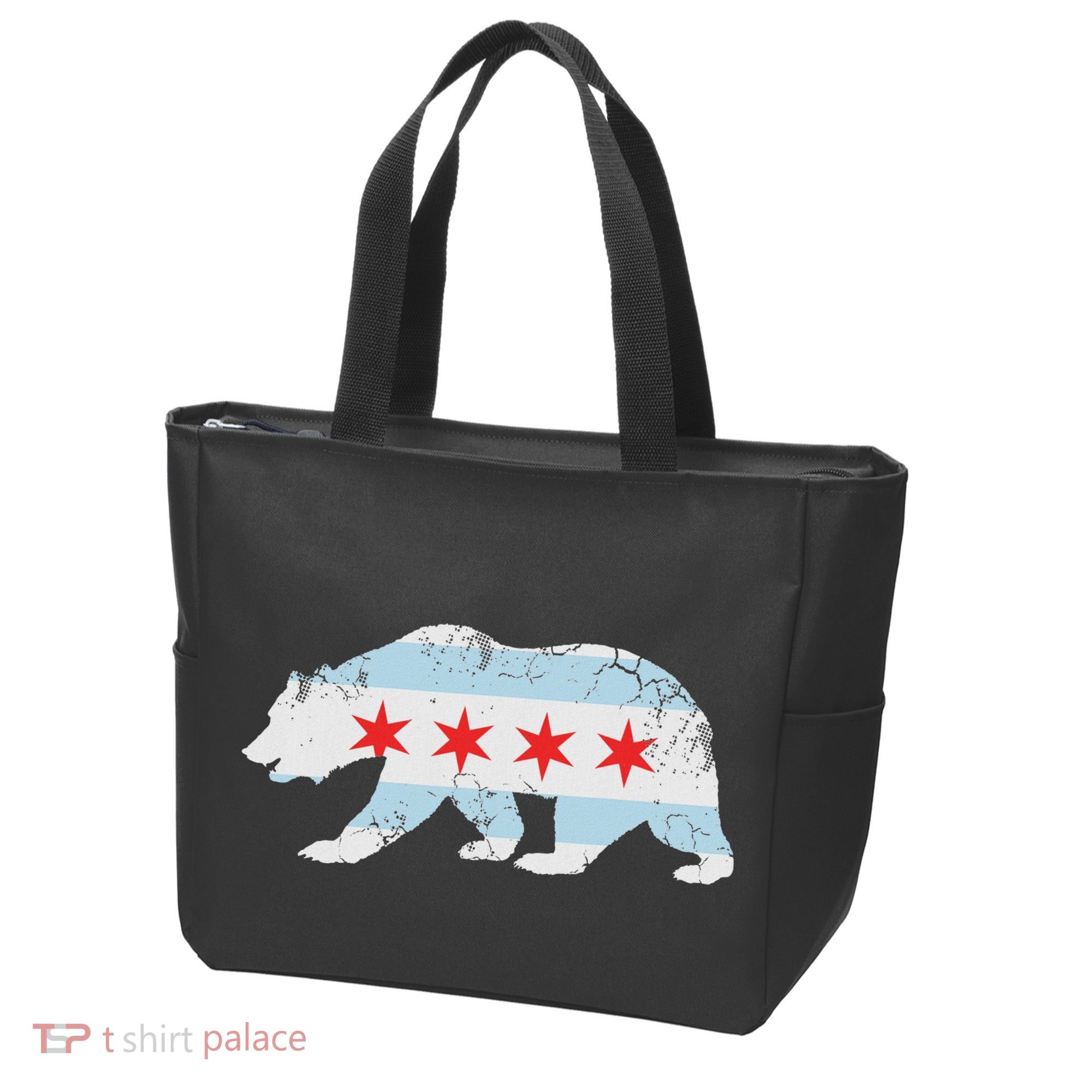 California Bear Chicago Flag Transplant Family Home Tote Bag