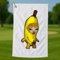 Cute Banana Cat Happy Bananacat Meme Kitty Golf Towel thumb 1