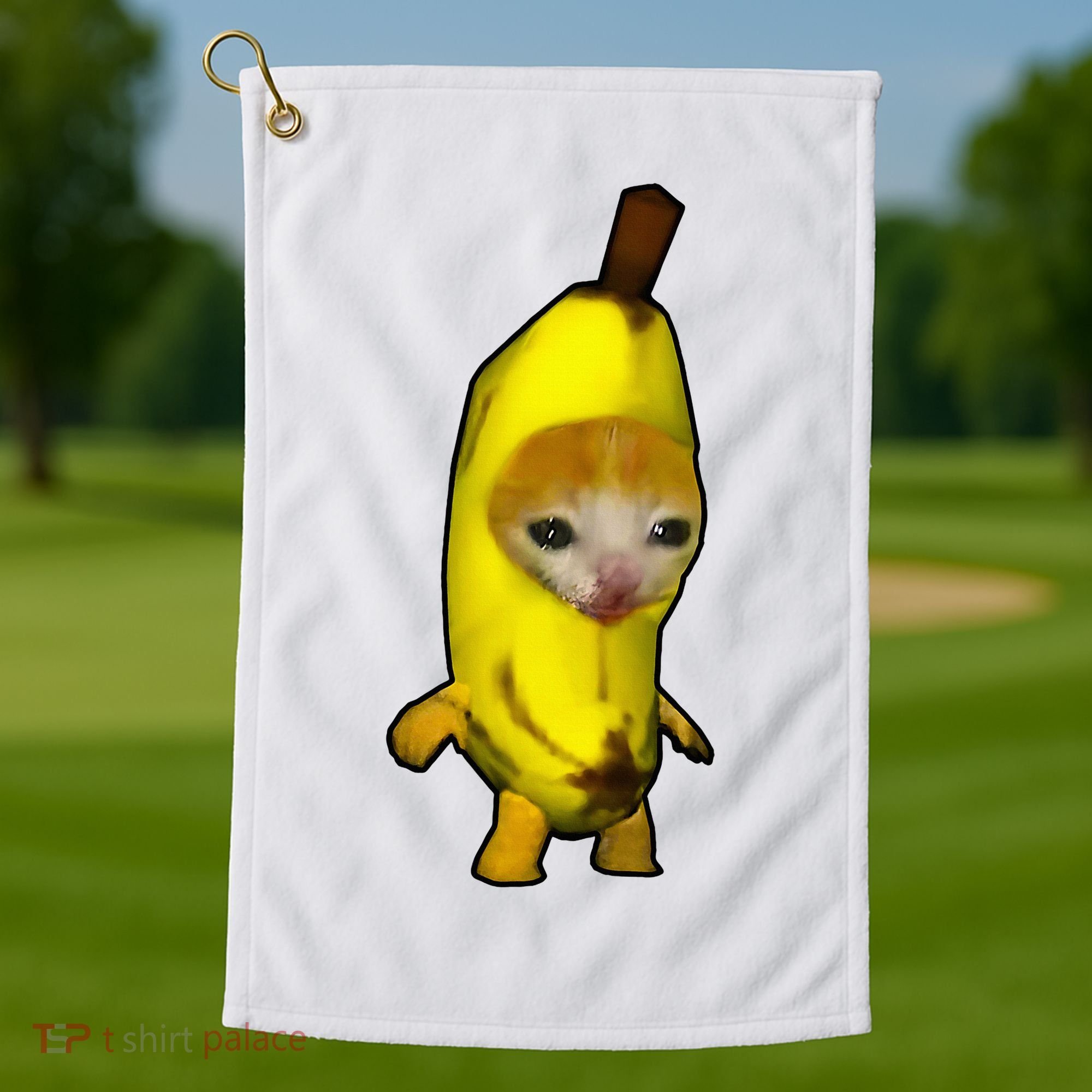 Cute Banana Cat Happy Bananacat Meme Kitty Golf Towel