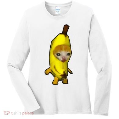 Cute Banana Cat Happy Bananacat Meme Kitty Women's Long Sleeve Shirt