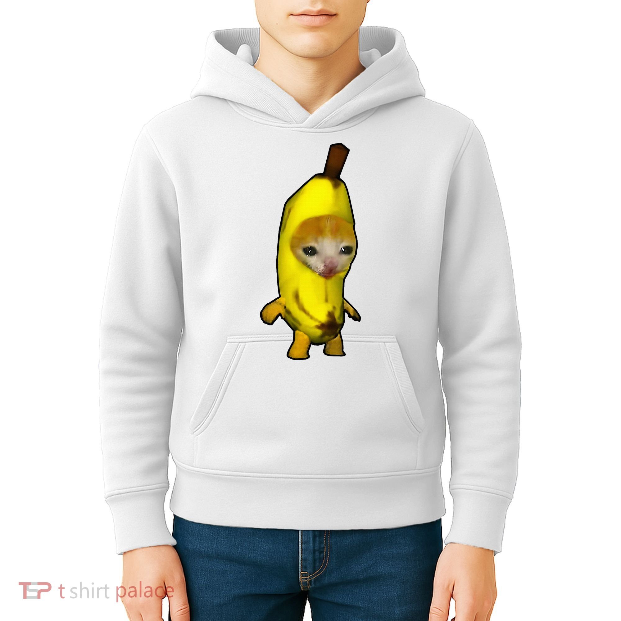 Cute Banana Cat Happy Bananacat Meme Kitty Kids Hoodie