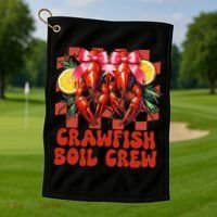 Crawfish Boil Crew Coquette Crawfish Season Cajun Seafood Golf Towel thumb 1
