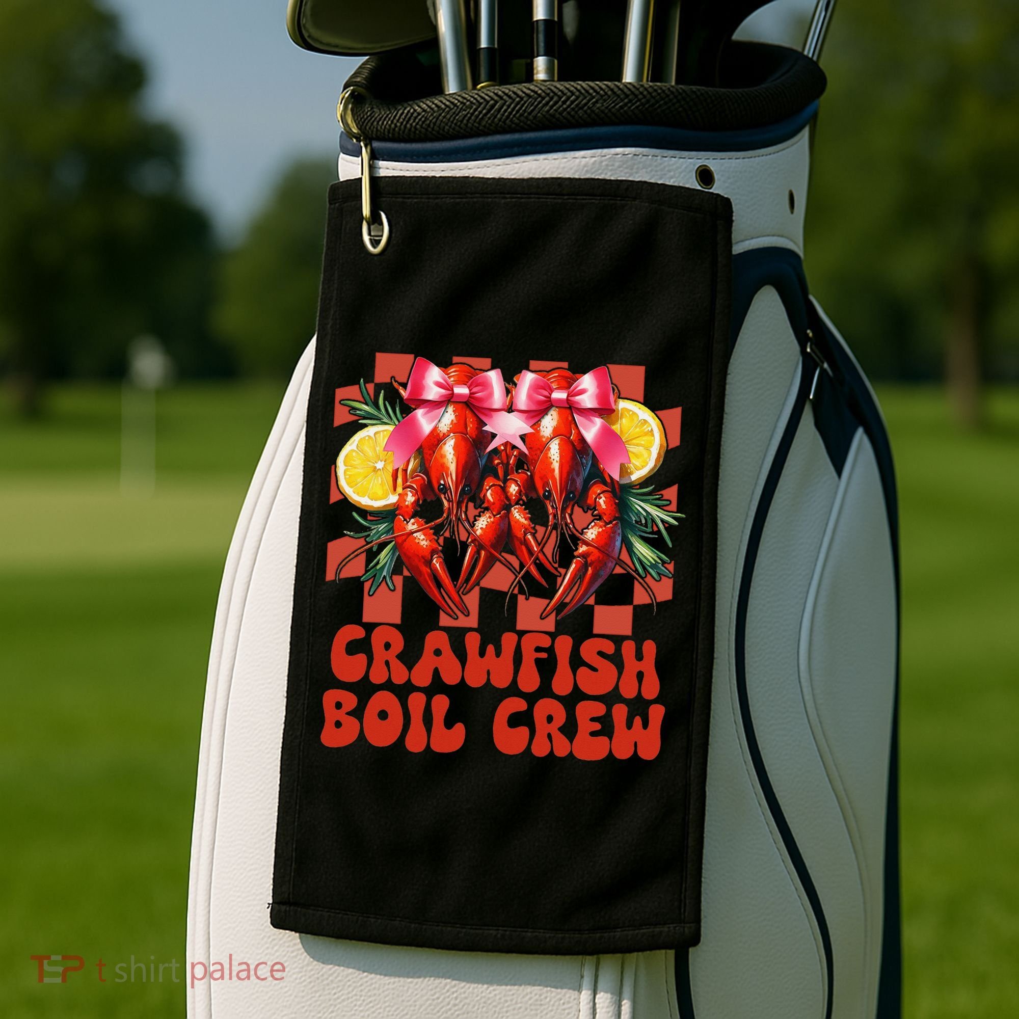 Crawfish Boil Crew Coquette Crawfish Season Cajun Seafood Golf Towel