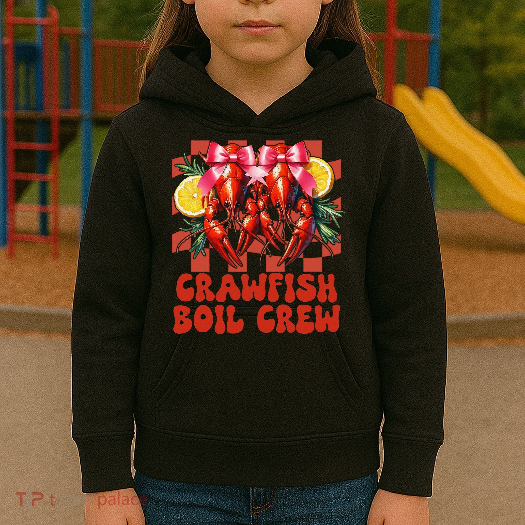 Crawfish Boil Crew Coquette Crawfish Season Cajun Seafood Kids Hoodie