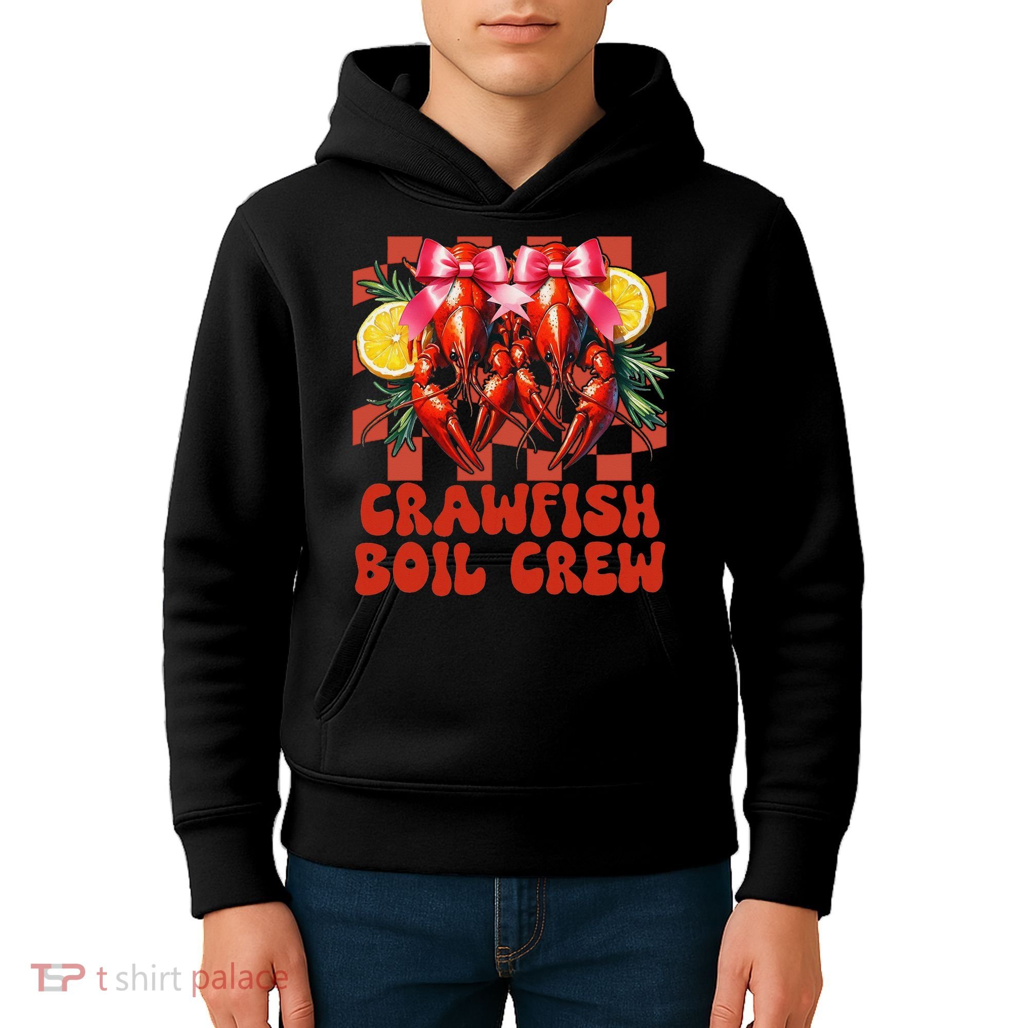 Crawfish Boil Crew Coquette Crawfish Season Cajun Seafood Kids Hoodie