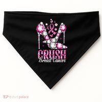 Crush Breast Cancer Awareness Bling Pink Ribbon USA-Made Doggie Bandana thumb 0