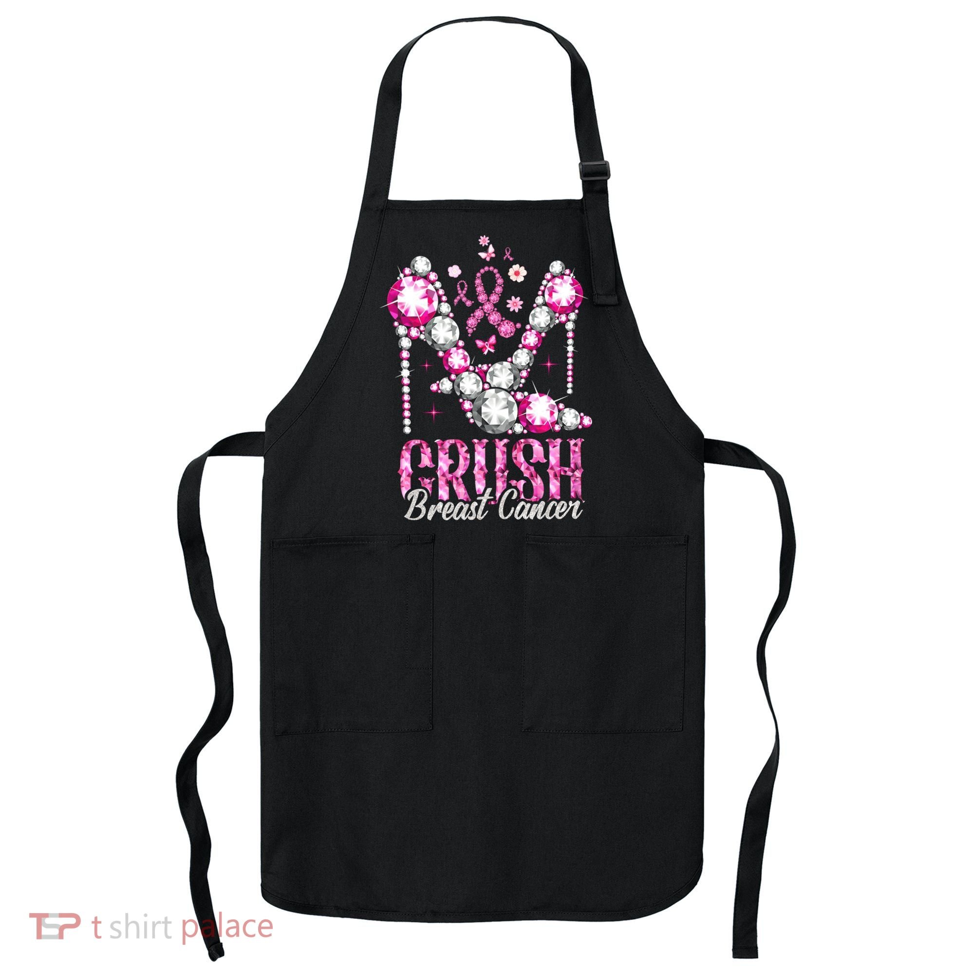 Crush Breast Cancer Awareness Bling Pink Ribbon Apron
