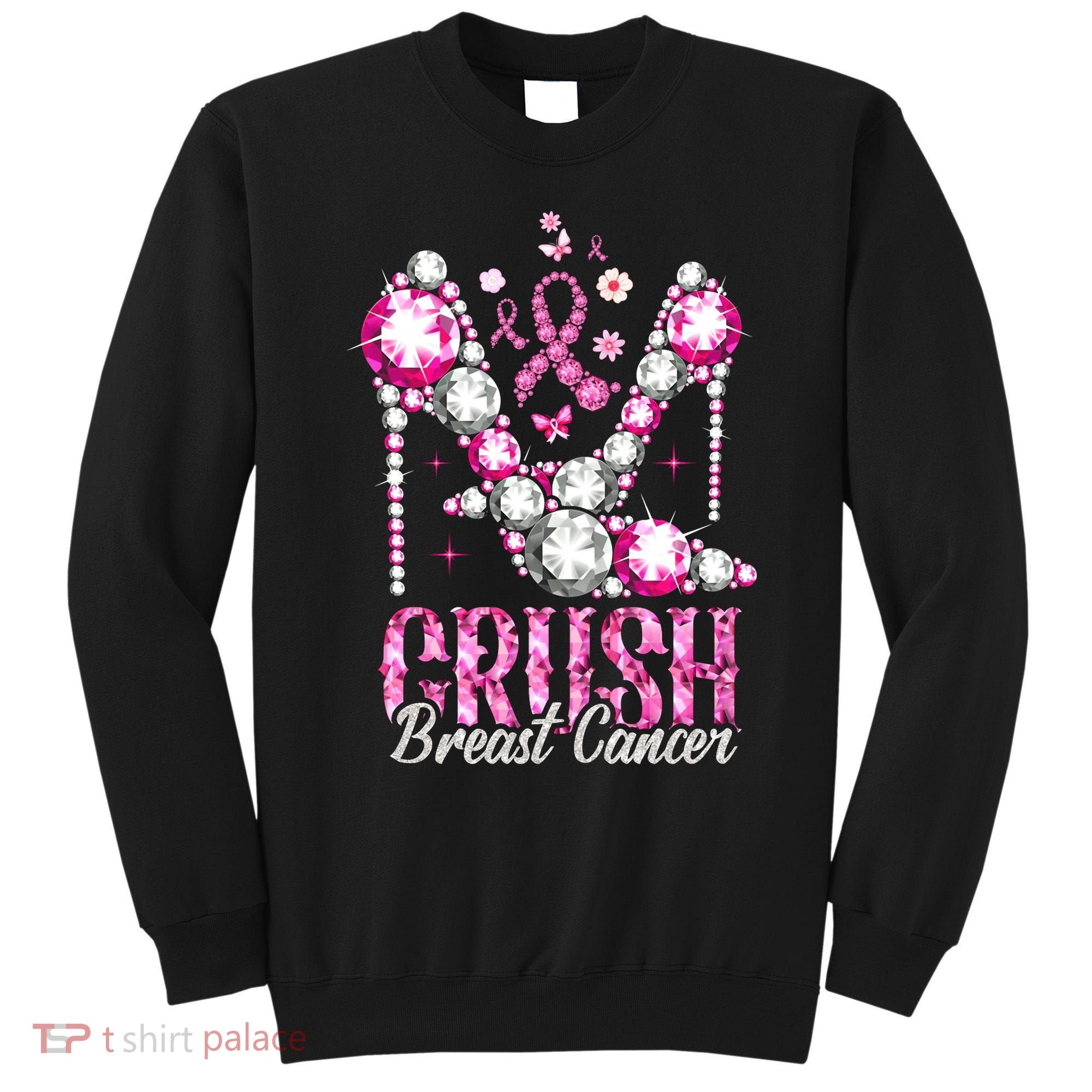 Crush Breast Cancer Awareness Bling Pink Ribbon Sweatshirt