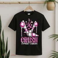 Crush Breast Cancer Awareness Bling Pink Ribbon T-Shirt thumb 2