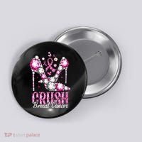 Crush Breast Cancer Awareness Bling Pink Ribbon Button thumb 0