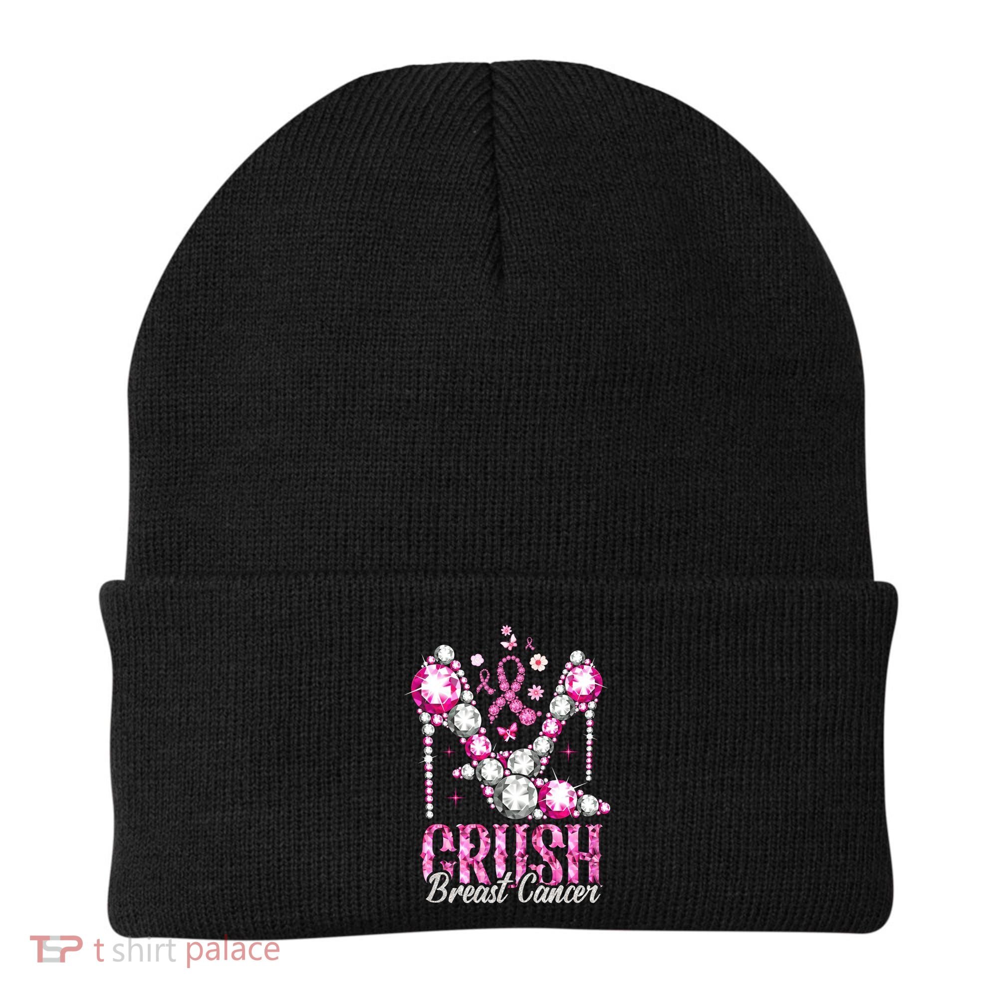 Crush Breast Cancer Awareness Bling Pink Ribbon Beanie