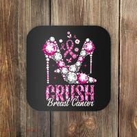 Crush Breast Cancer Awareness Bling Pink Ribbon Coaster thumb 0