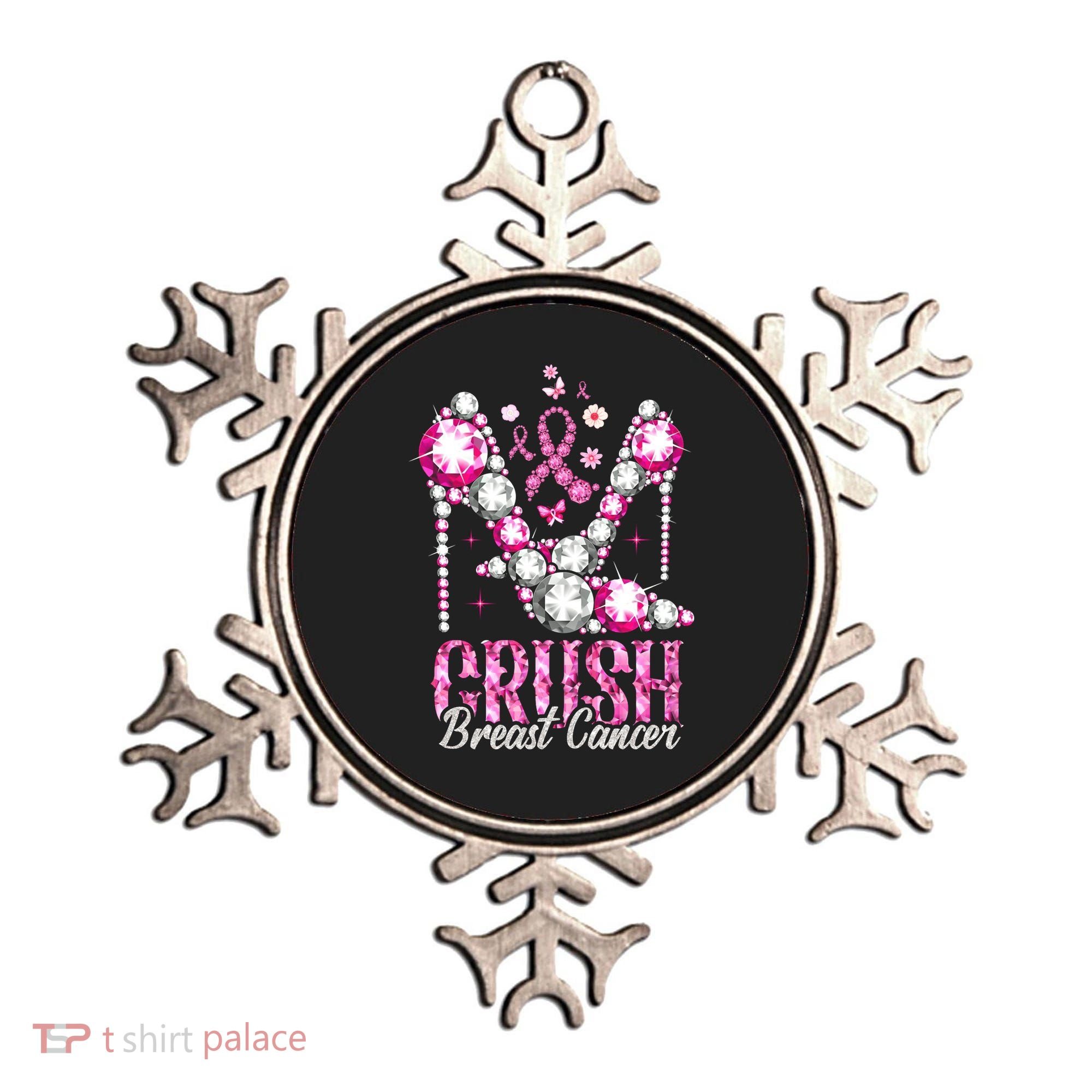 Crush Breast Cancer Awareness Bling Pink Ribbon Ornament