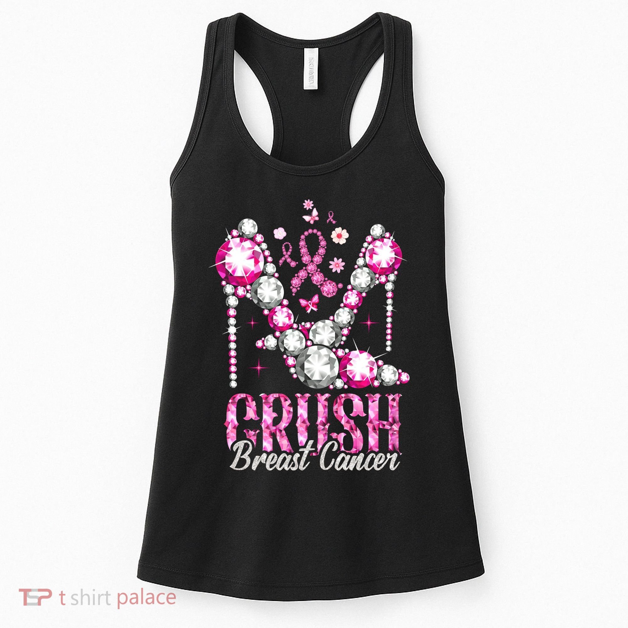 Crush Breast Cancer Awareness Bling Pink Ribbon Women's Tank Top